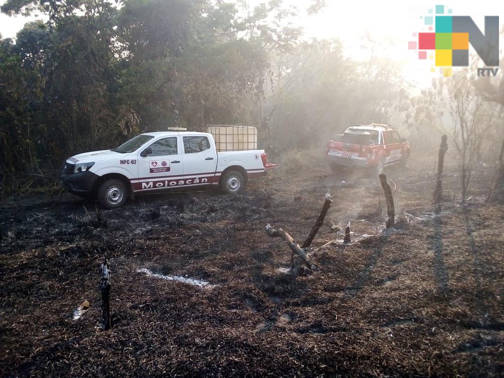 Protección Civil de Moloacán ha atendido más de 10 incendios de pastizales