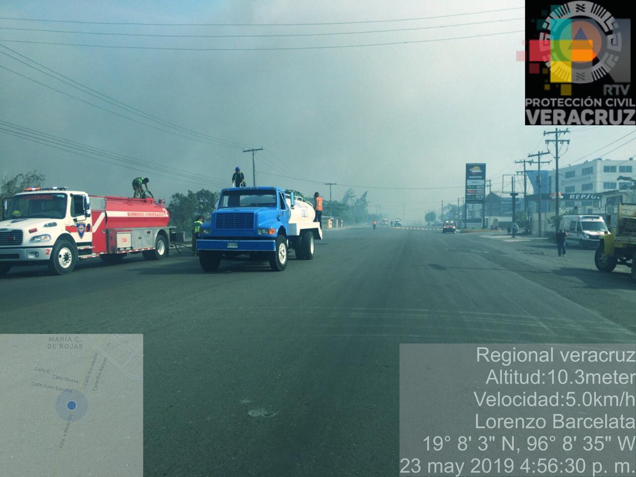 Controlado, incendio de pastizal en el puerto de Veracruz: PC