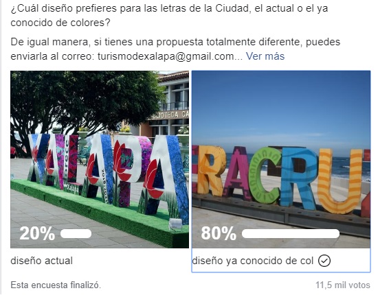 Usuarios de Facebook votaron por cambiar letras turísticas de Xalapa