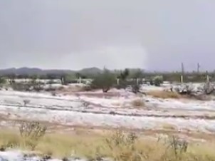 Cae granizada en el desierto de Sonora