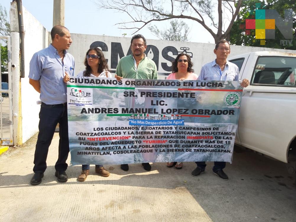 Ciudadanos Unidos en Lucha de Coatzacoalcos piden a CAEV reparar fugas de presa Yuribia