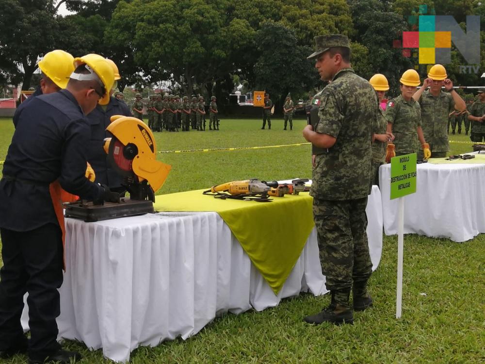 En Tuxpan, Ejército Mexicano destruye armas decomisadas