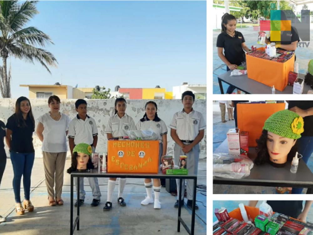 Secundaria de Boca del Río apoya a «Mechones de Esperanza» con productos para el cabello