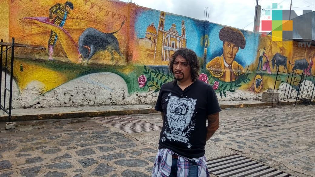 Mural plasma el arte de la fiesta taurina en Xico