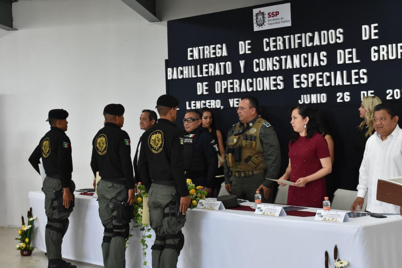 Entrega Fuerza Civil constancias a graduados del Grupo de Operaciones Especiales