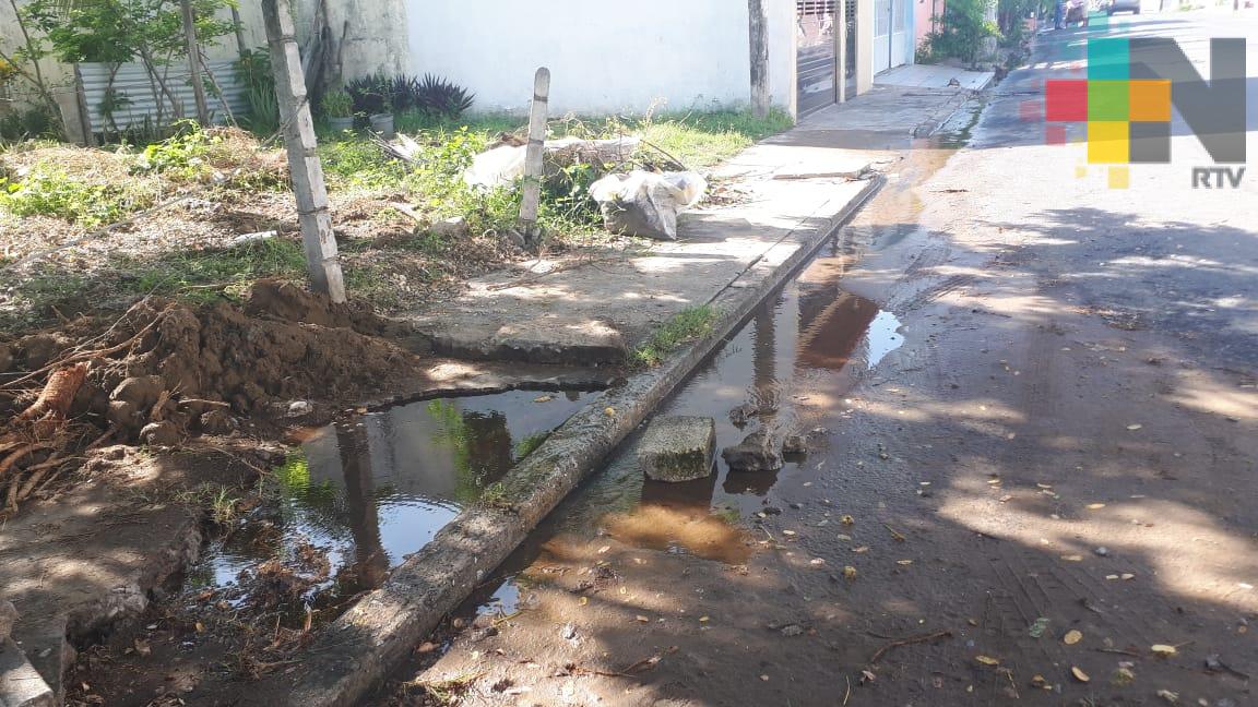 Reportan fuga de agua en colonia Playa Linda de la ciudad de Veracruz