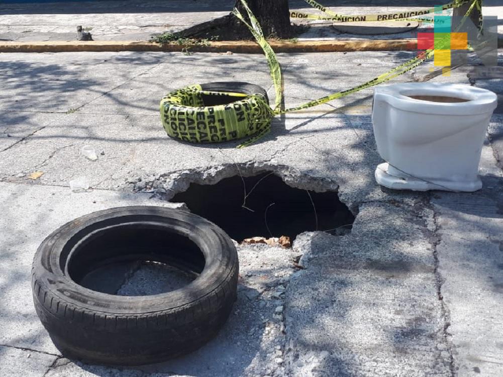 Sin ser atendido hundimiento en Centro Histórico de Veracruz