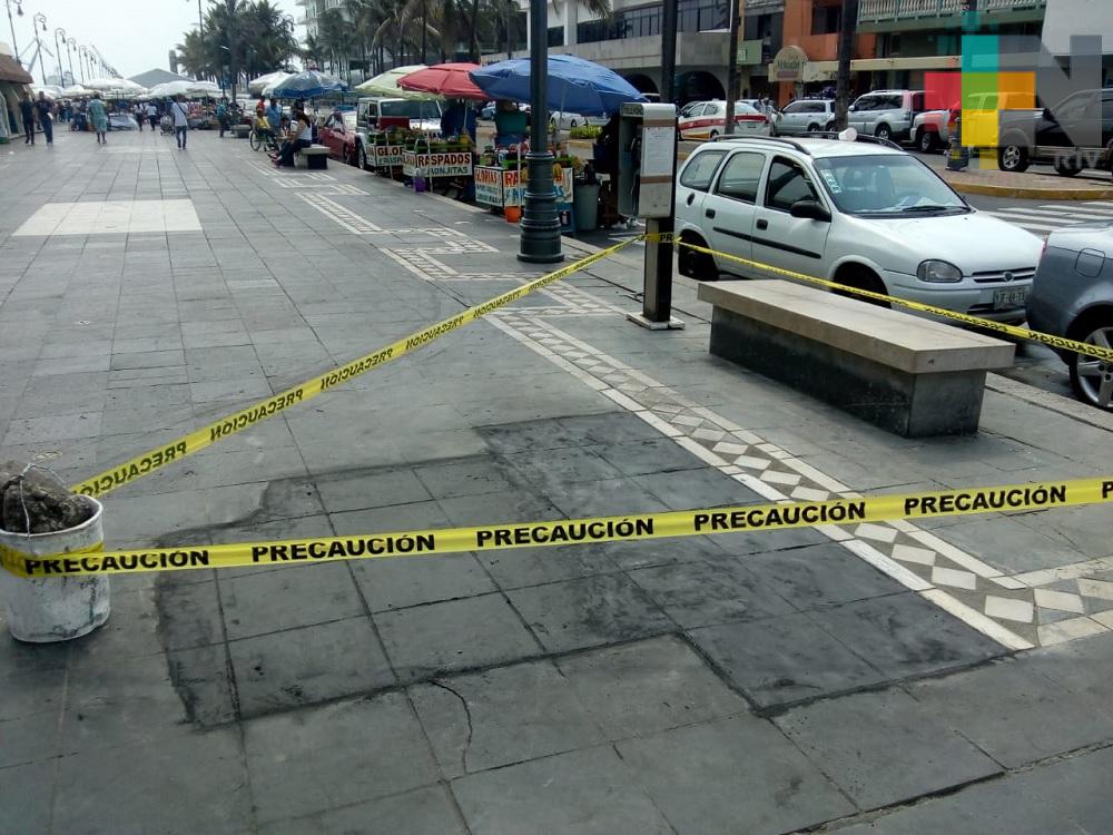 Hundimiento en malecón de Veracruz será analizado para descartar filtración de mar