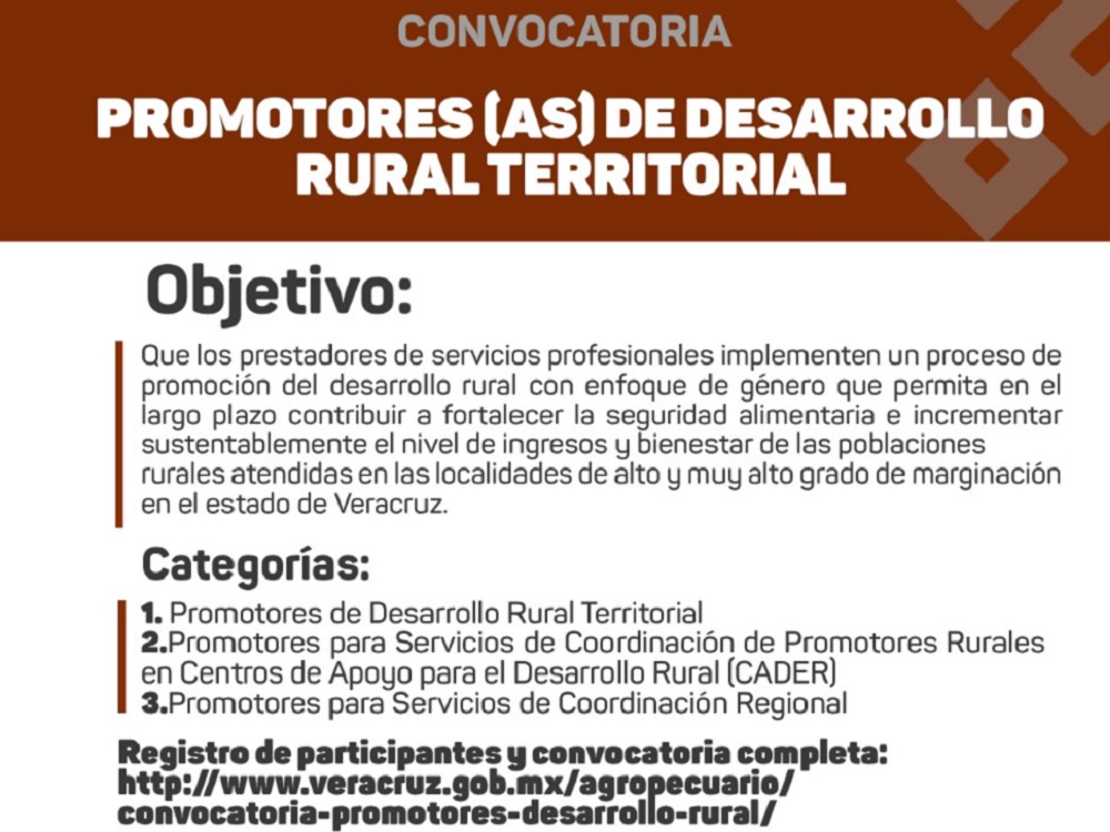 Convoca Sedarpa a profesionistas para ser Promotores de Desarrollo