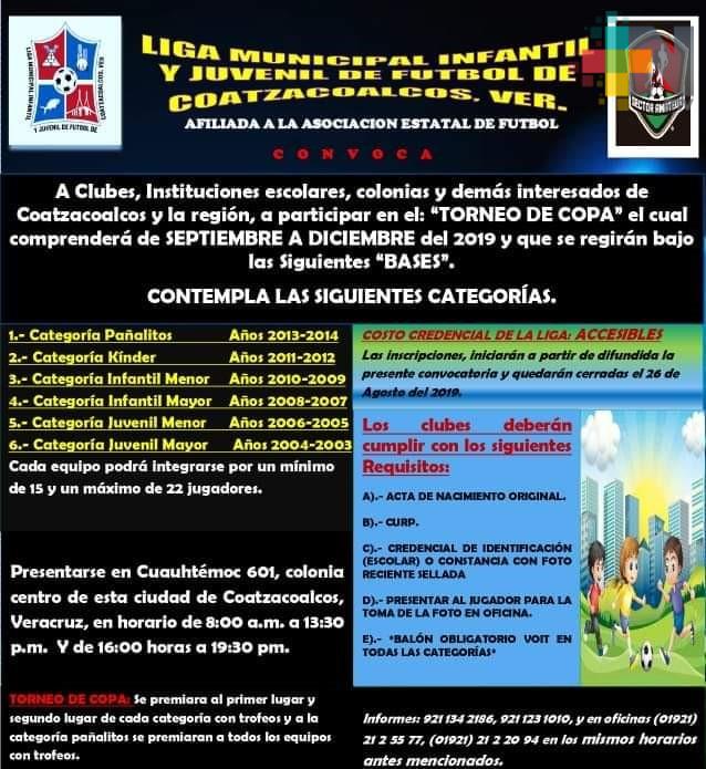 Abierta convocatoria para la liga municipal de futbol en Coatzacoalcos