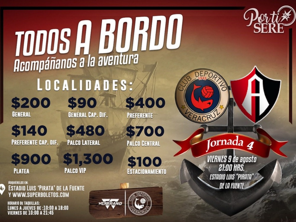 Salen a la venta los boletos para el Veracruz vs Atlas