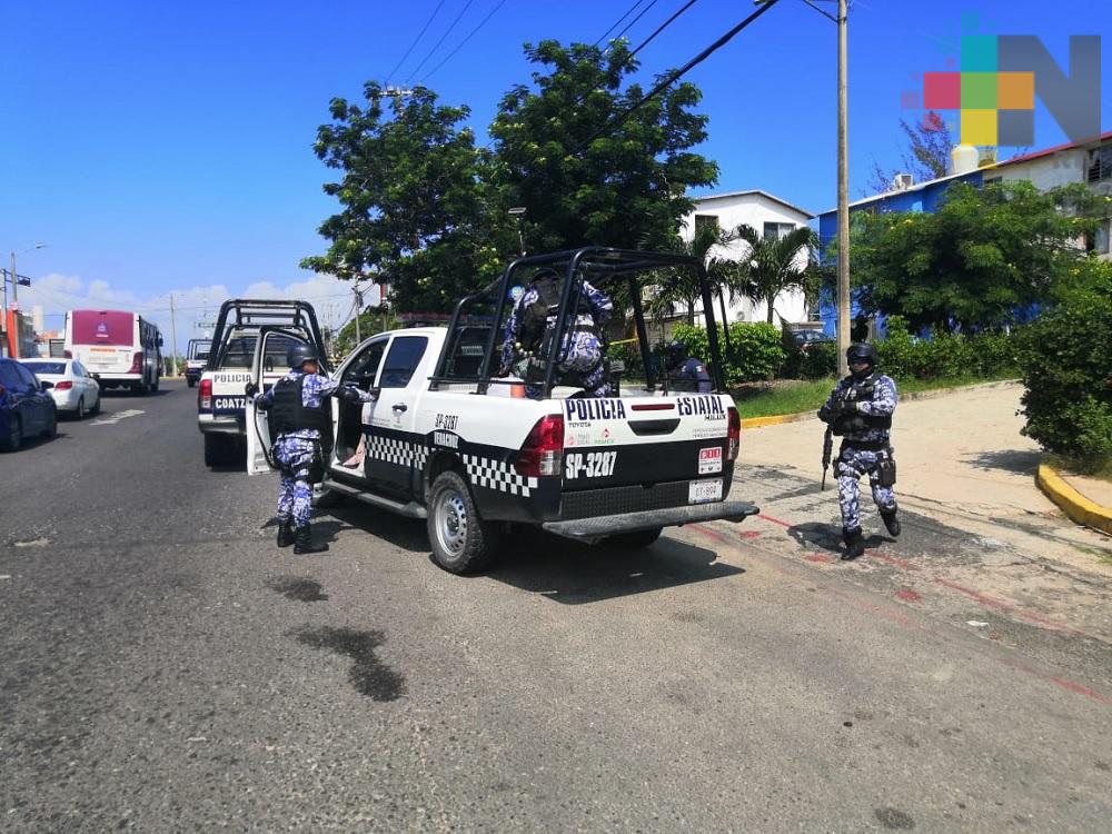 Tras persecución, elementos policiales detienen a presuntos delincuentes en Coatzacoalcos