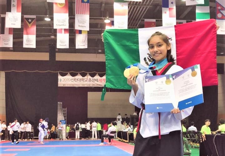 Gana taekwondoina veracruzana Nicole Dorantes tres oros en Corea