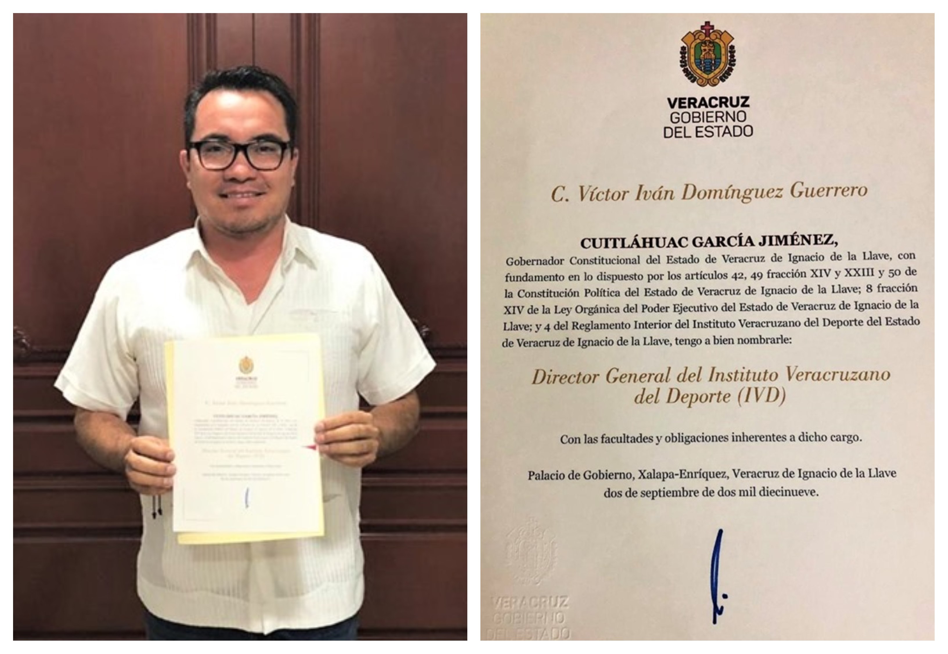 Víctor Iván Domínguez recibe nombramiento oficial como director del IVD