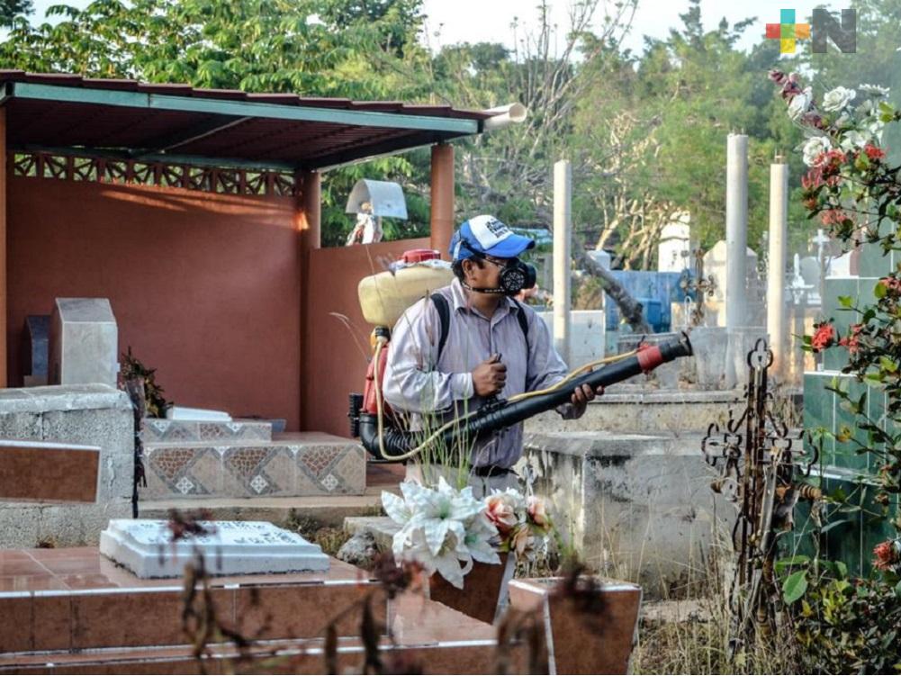 Ayuntamiento de Tres Valles  limpia y fumiga cementerio