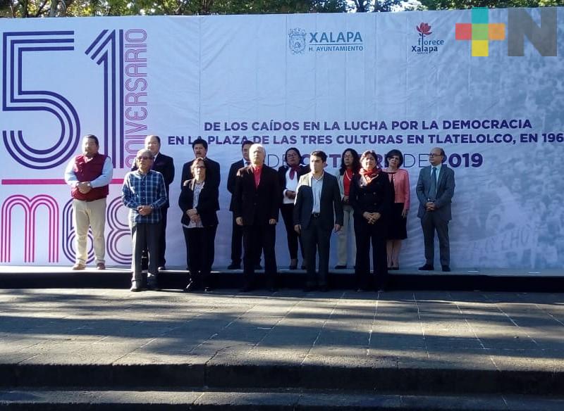 Ayuntamiento de Xalapa conmemora el 51 aniversario de la masacre estudiantil de 1968