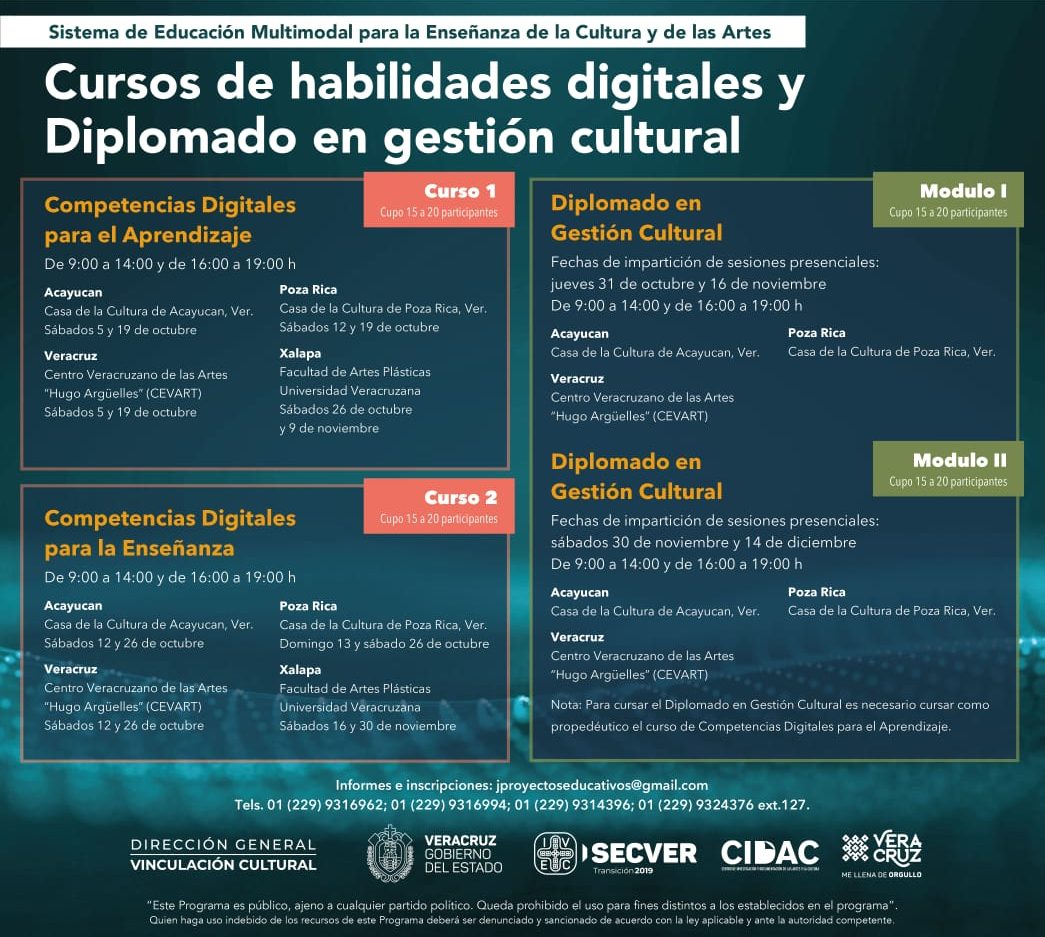 Convoca IVEC a cursos de Habilidades Digitales y Diplomado en Gestión Cultural