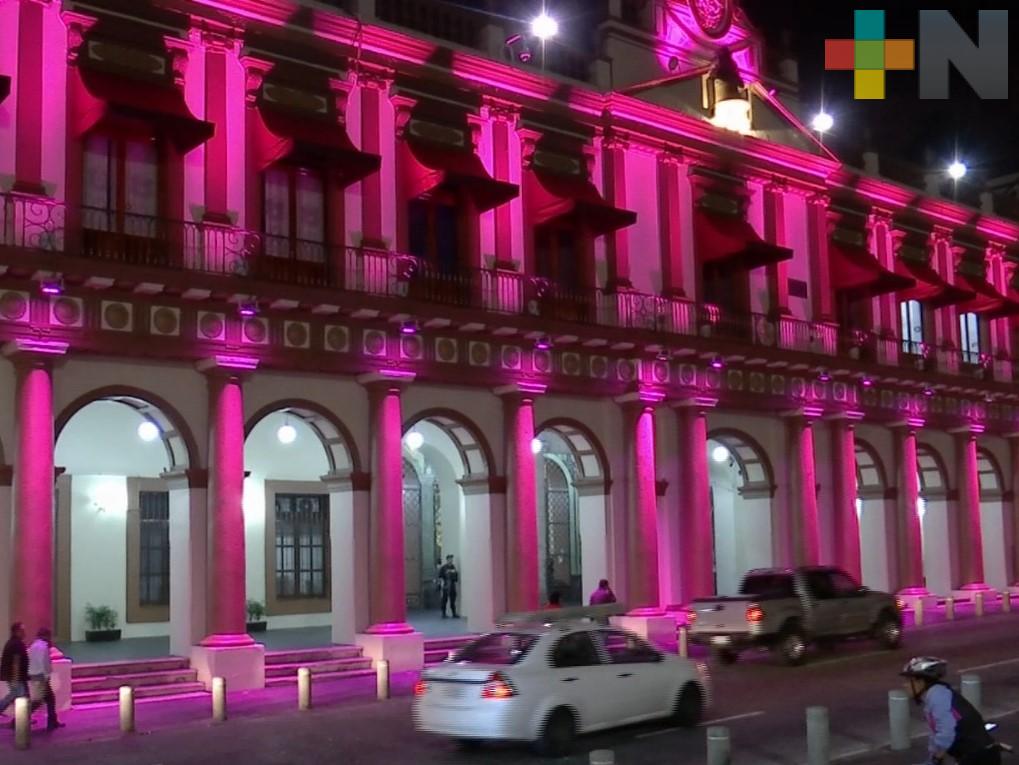 Este mes, Palacio de Gobierno de Veracruz se iluminará de color rosa