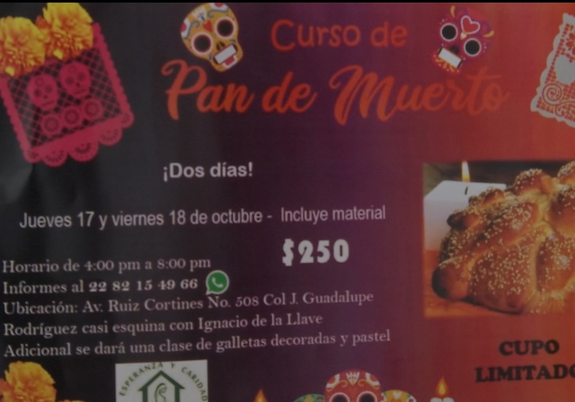 Curso para elaborar pan de muerto en beneficio de Casa Hogar Tepeyac de Xalapa
