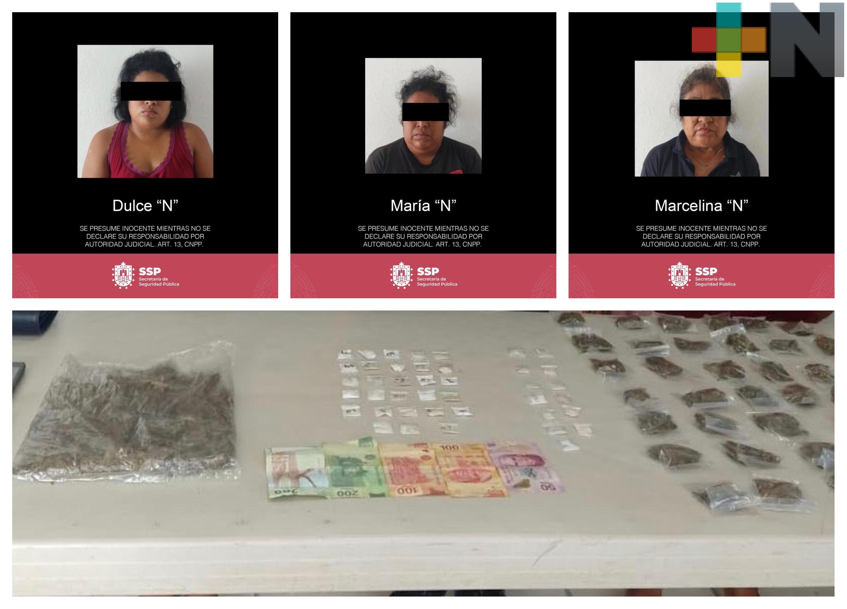 Aprehende SSP a tres mujeres por delitos contra la salud, en Agua Dulce