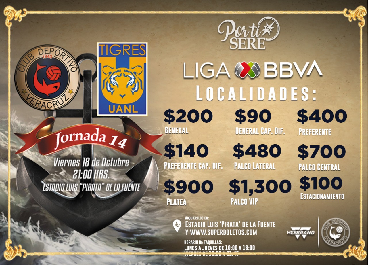 Hasta $1,300 pesos para ver el juego entre Veracruz y Tigres