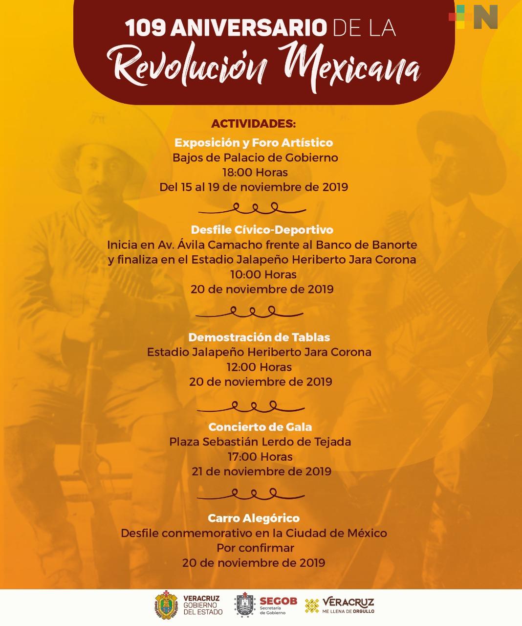 Invitan a participar en las actividades culturales por el 109 Aniversario de la Revolución Mexicana