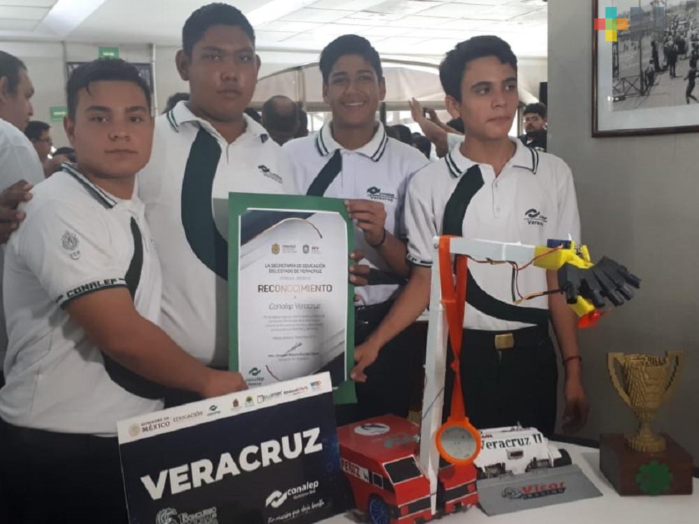 Estudiantes del Conalep Veracruz 2 obtienen primer lugar en concurso nacional de róbotica