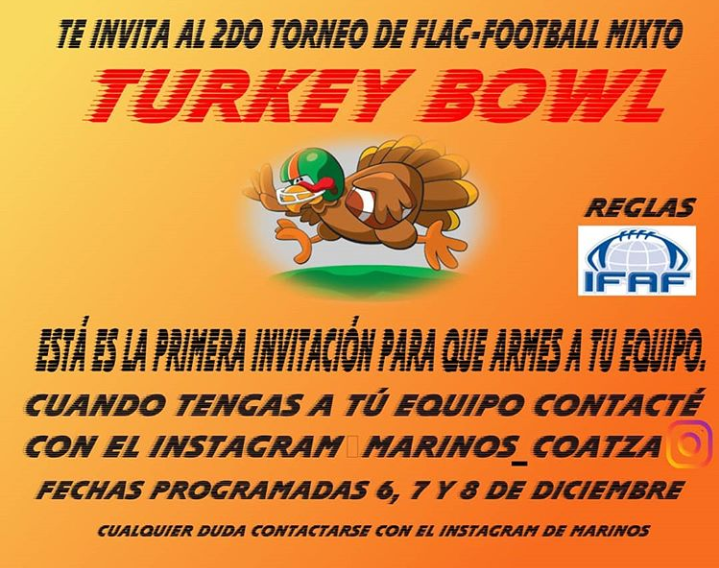 Convocan al Turkey Bowl 2019, evento de flag football