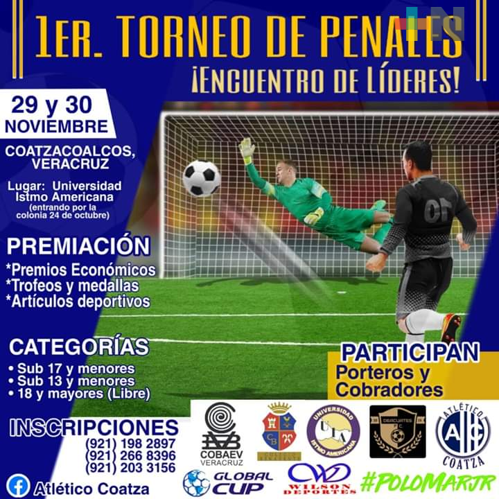 Convocan a Primer Torneo de Penales, en Coatzacoalcos