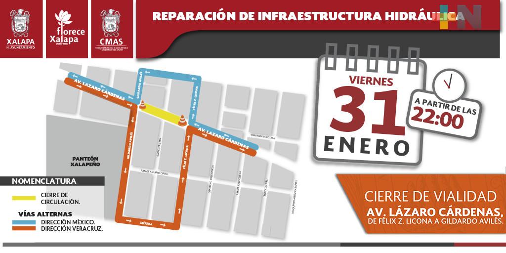 Por trabajos en tubería permanecerá cerrada la circulación en la Avenida Lázaro Cárdenas