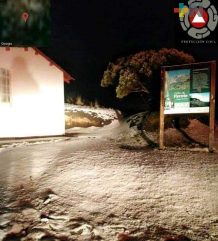 En Perote, la primera nevada del año
