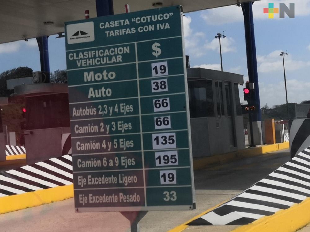 Tarifa del Túnel Sumergido de Coatzacoalcos registra nuevo incremento