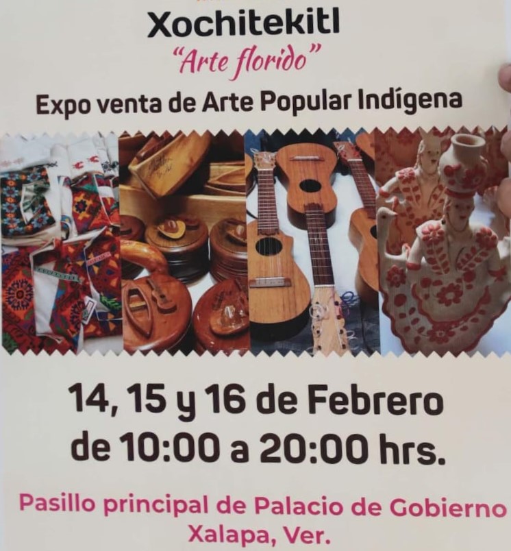 Del 14 al 16 de febrero, Expo venta Xochitekitl “Arte florido” en bajos del Palacio de Gobierno