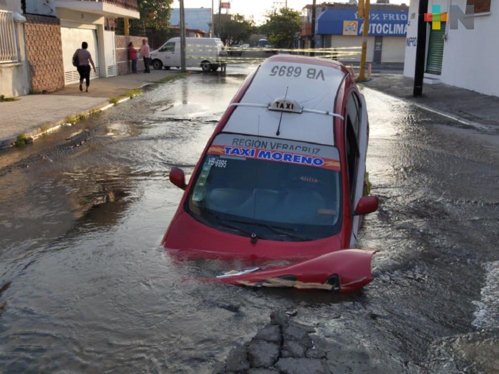 Fuga de agua que provocó socavón en municipio de Veracruz, ya había sido reportada