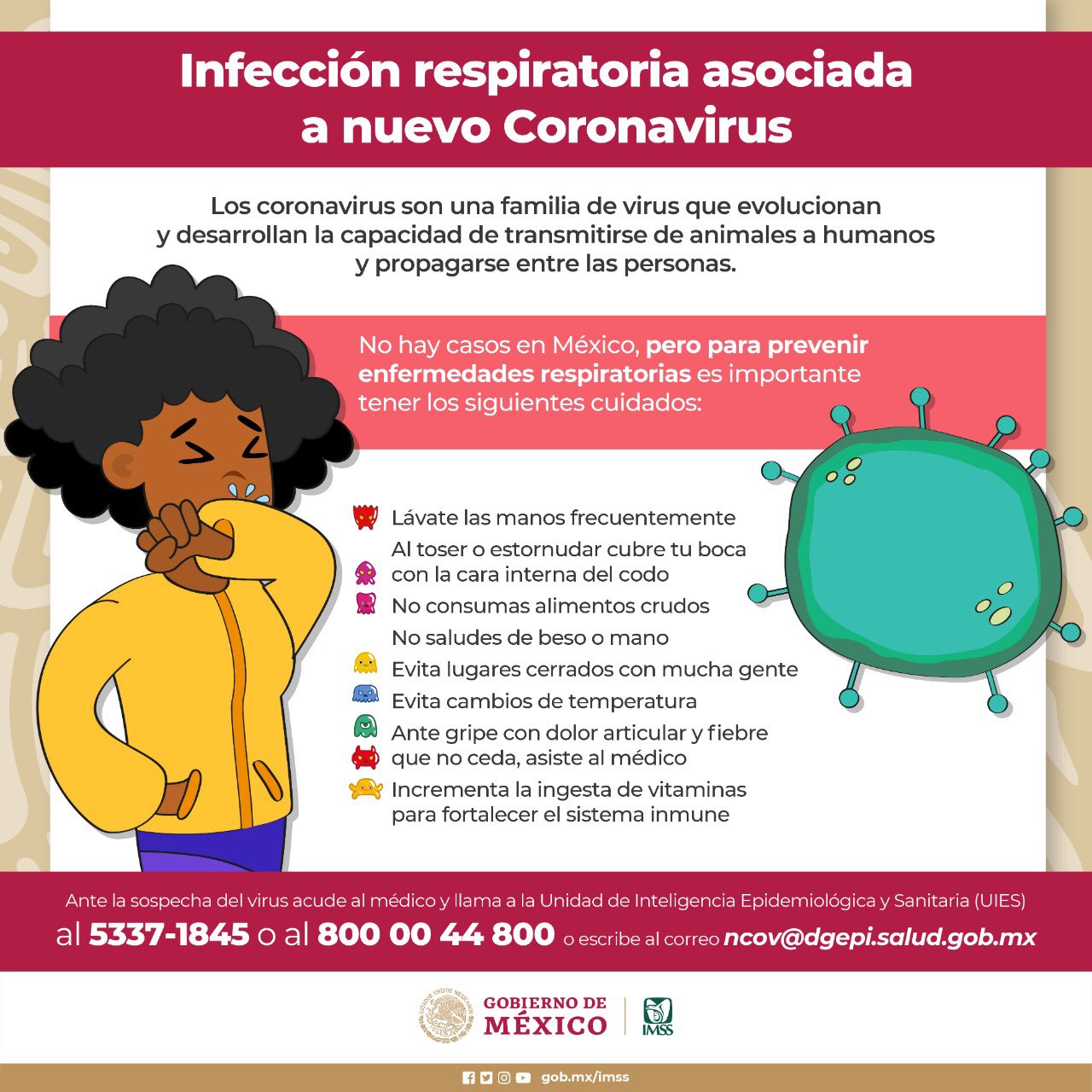 Recomendaciones emitidas por dependencias de salud para evitar contagios