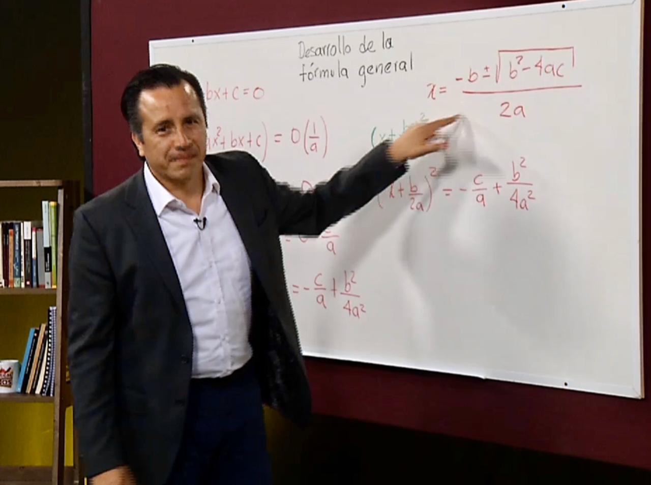 El gobernador Cuitláhuac García impartió la primera clase «Matemáticas para Todos»