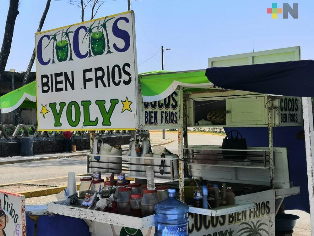 Disminuyen ventas de cocos y raspados en malecón de Coatzacoalcos