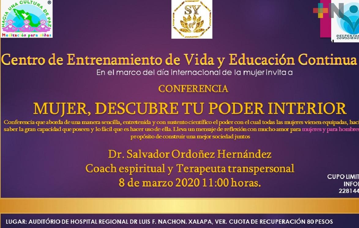 Realizarán conferencia «Mujer descubre tu poder interior» en Xalapa