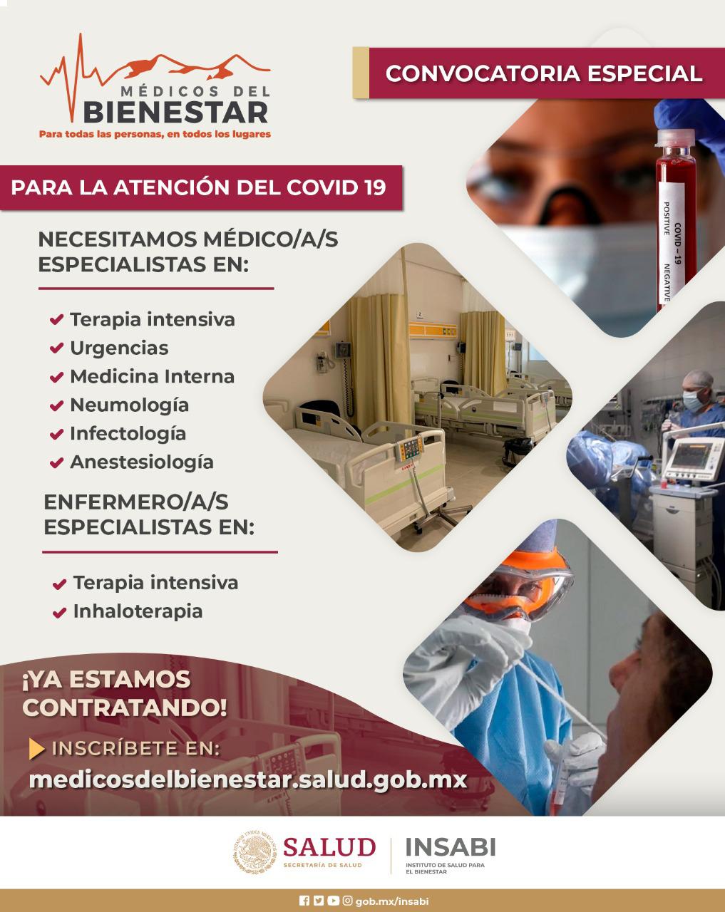 Convocan a personal médico para atender COVID-19 en México