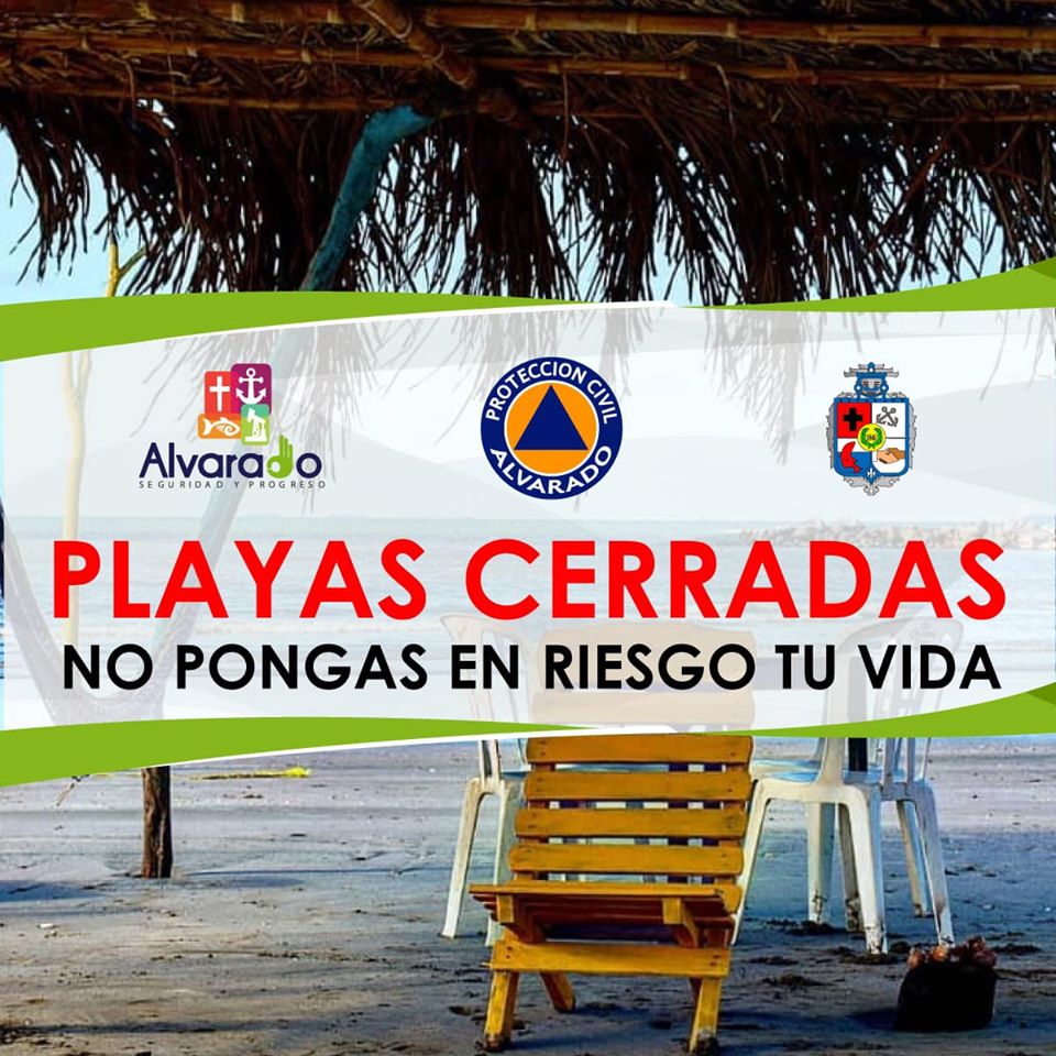 Anuncian cierre de playas en Alvarado