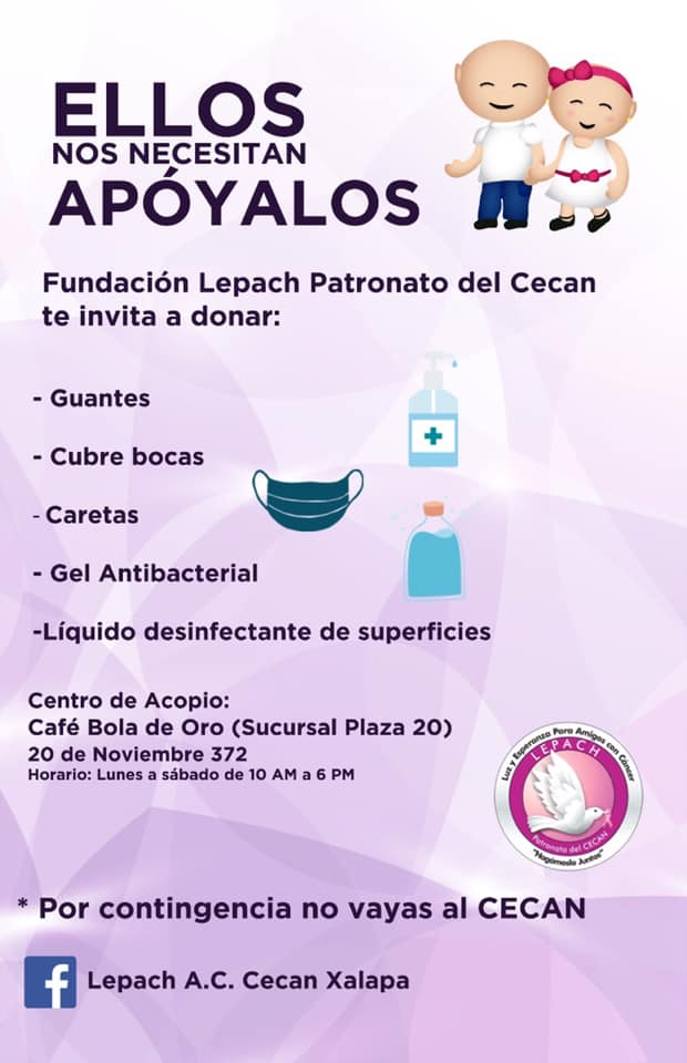 Piden donar insumos para pacientes con cáncer durante contingencia