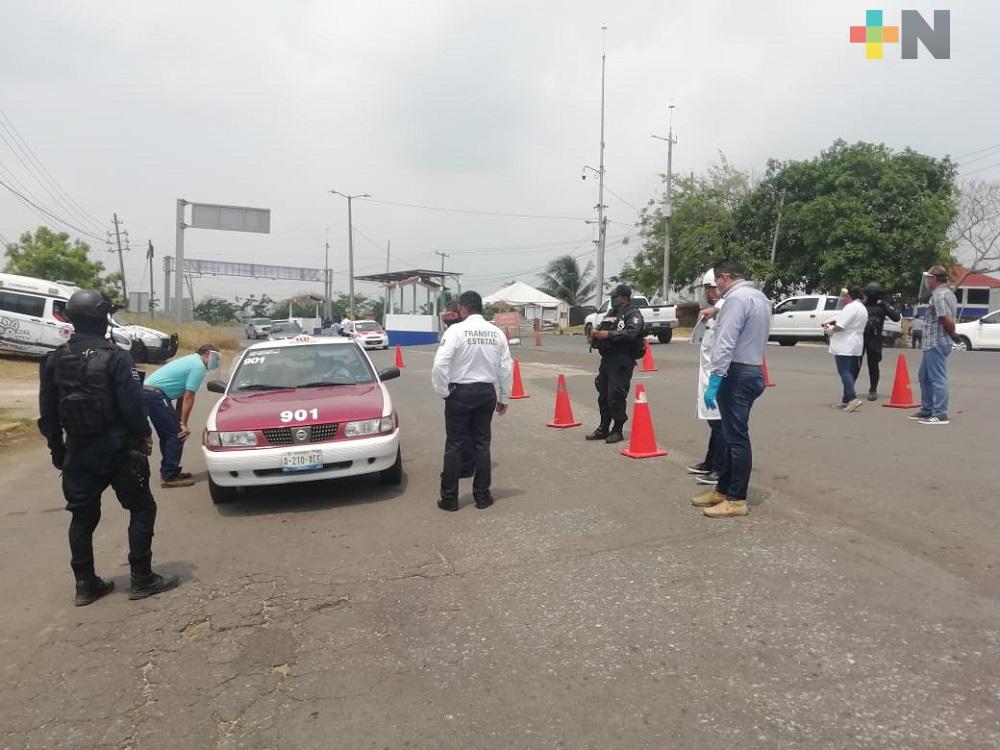 Filtros sanitarios en accesos a Coatzacoalcos continúan instalados, a pesar de estar en semáforo amarillo