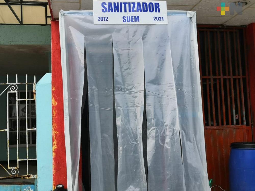 Instalan cabina sanitizadora en sindicato del ayuntamiento de Coatzacoalcos