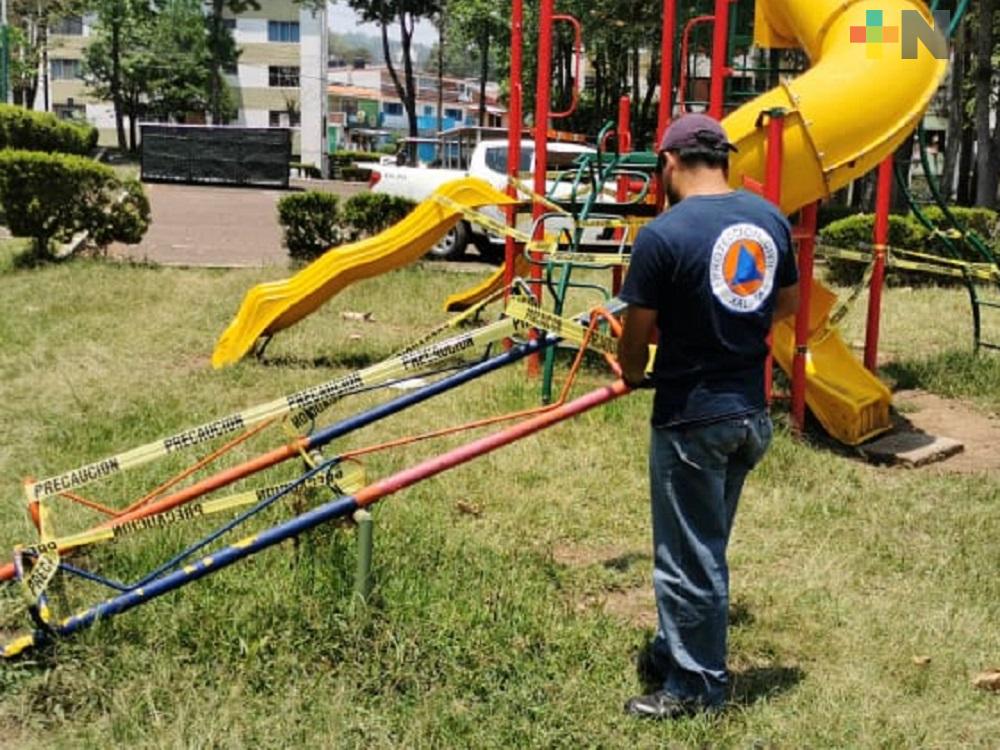 Para evitar contagio de Covid-19, PC Xalapa toma medidas sanitarias en espacios recreativos