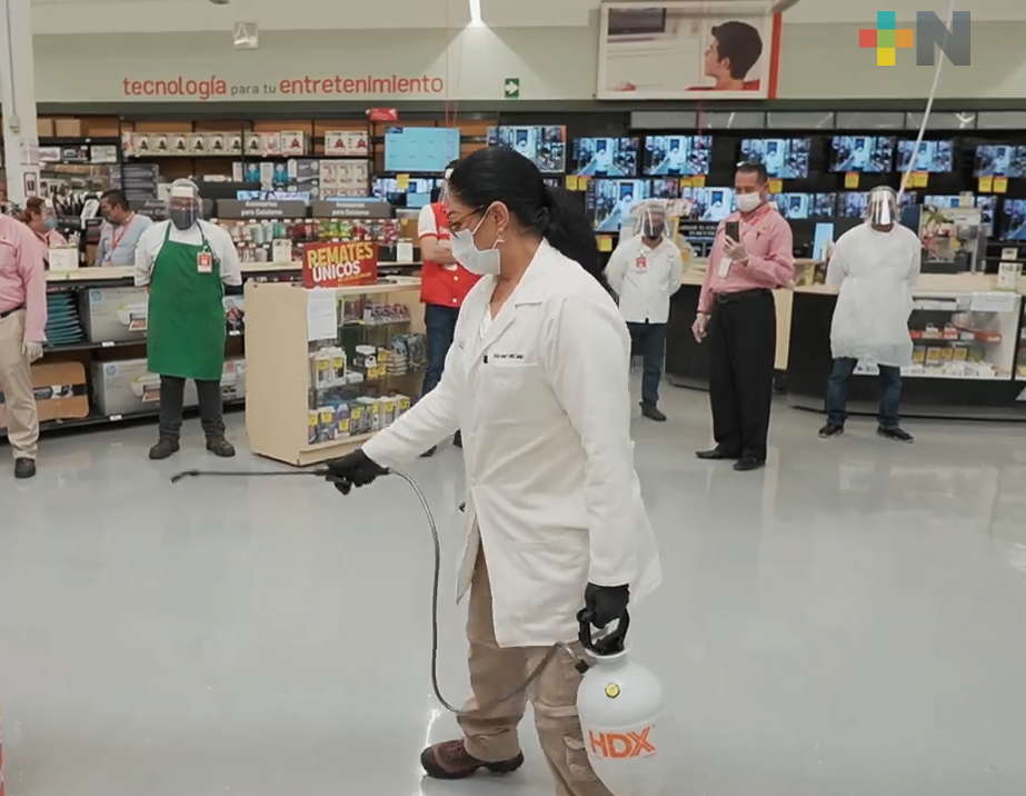 Medio Ambiente sanitizó centro comercial donde hubo contagios, en zona Veracruz-Boca del Río