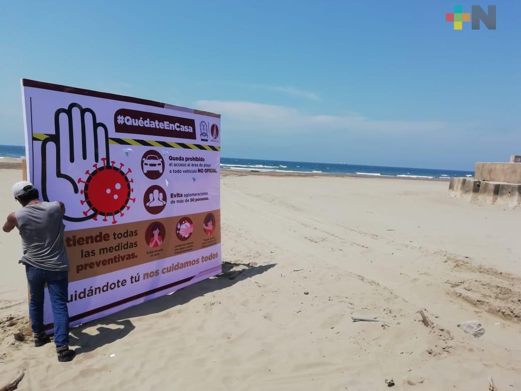 Colocan anuncios de restricción en playas de Coatzacoalcos