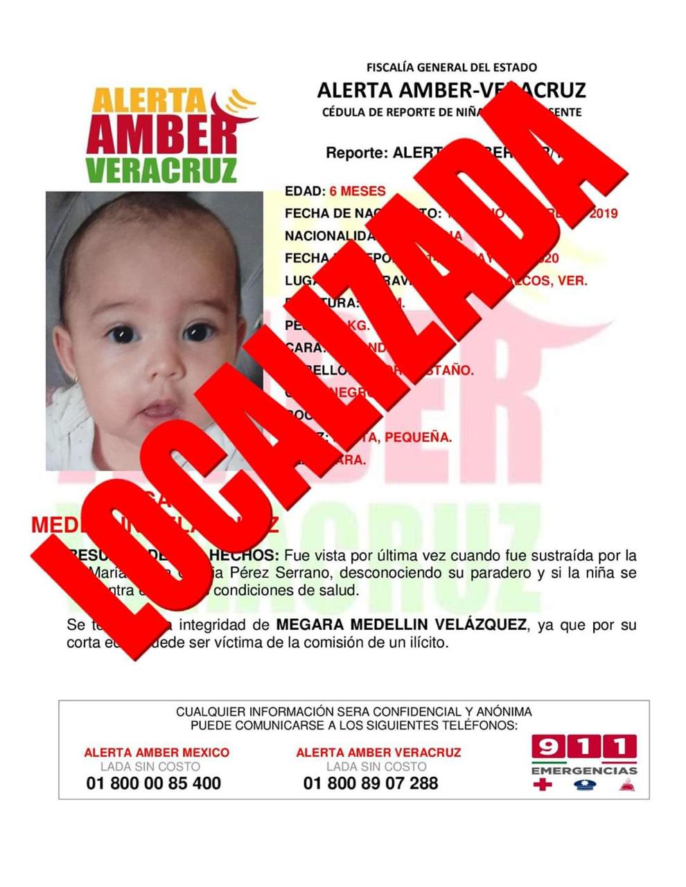 FGE desactiva Alerta Ámber por desaparición de bebé en Coatzacoalcos