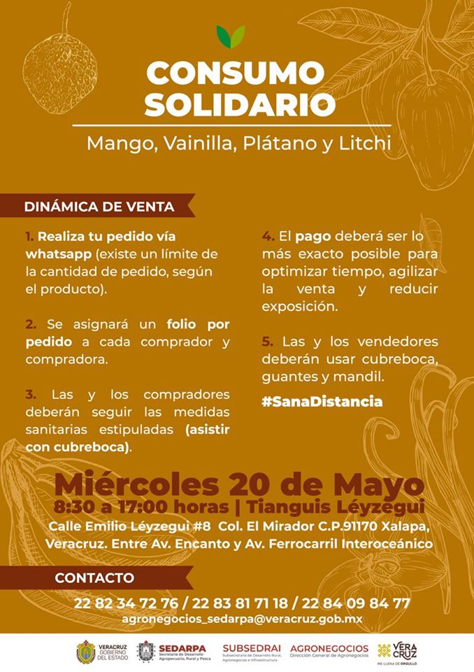 Invitan al consumo solidario de mango, vainilla, plátano y lichi, en Xalapa