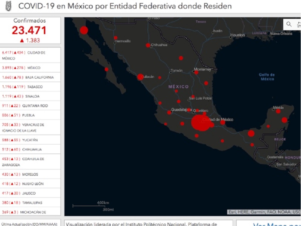 Desarrolla IPN mapa interactivo de visualización de datos relativos al COVID-19