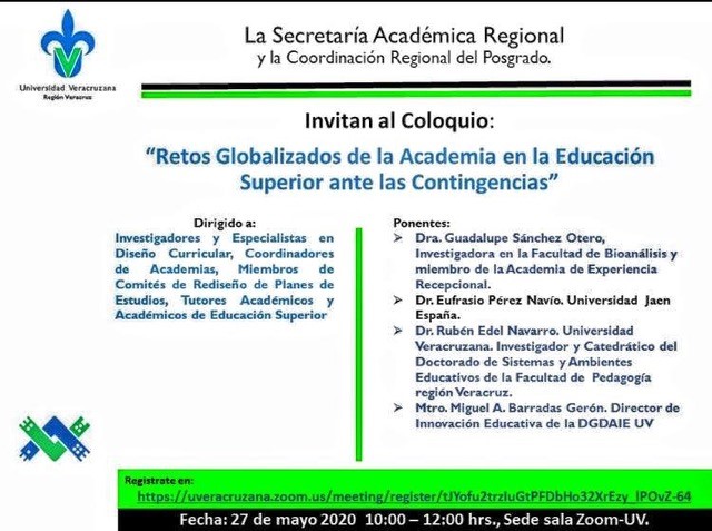 Invitan al coloquio webinar “Retos globalizados de la academia en la educación superior ante las contingencias”